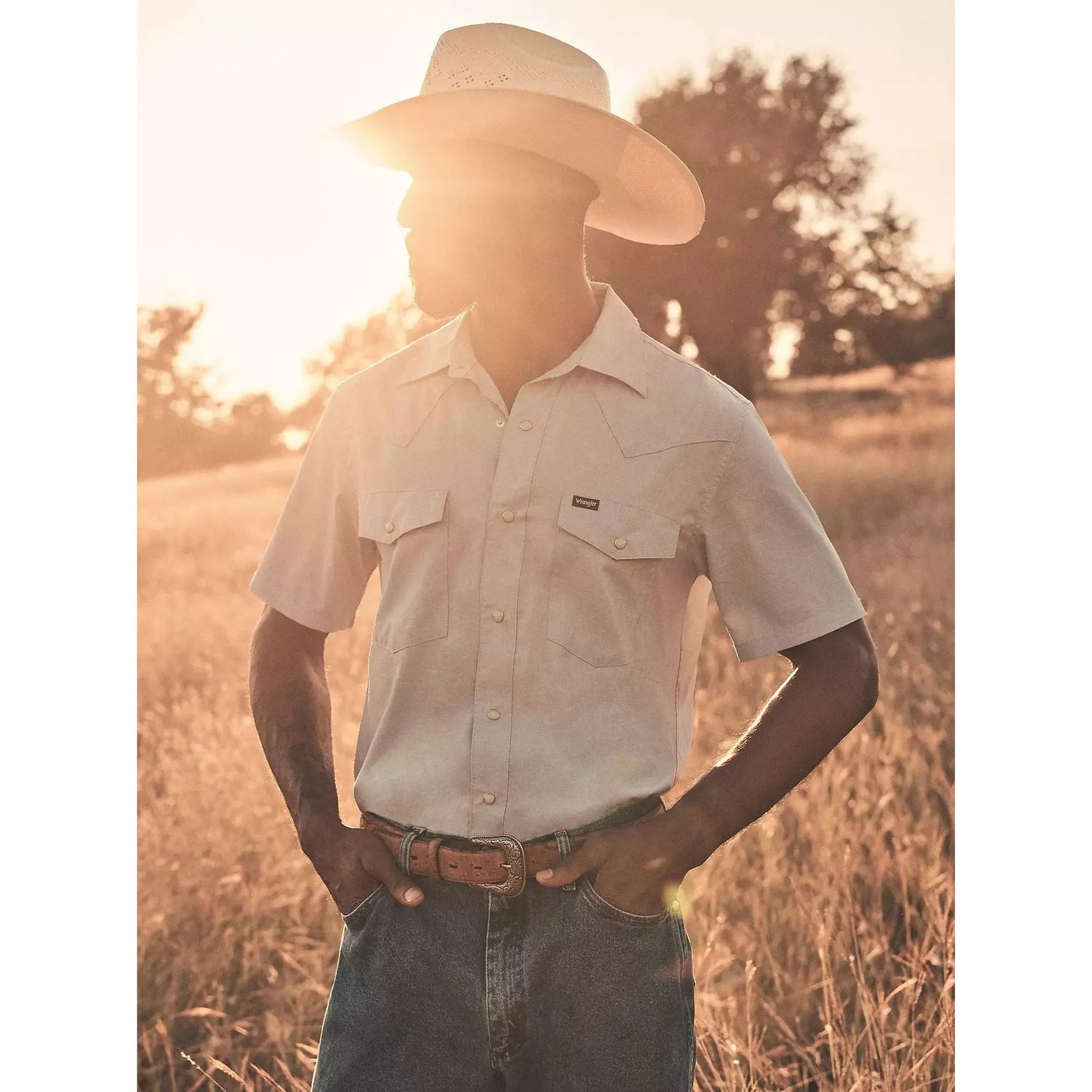 Wrangler All Terrain Gear Drover Short Sleeve Utility Shirt- Cerulian