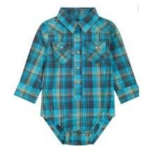 Wrangler Baby Boy's Long Sleeve Onesie/Bodysuit - Teal