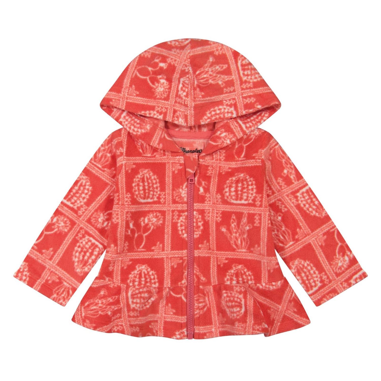 Wrangler Baby Girl's Sherpa Cactus Fleece Full Zip Hooded Top - Pink