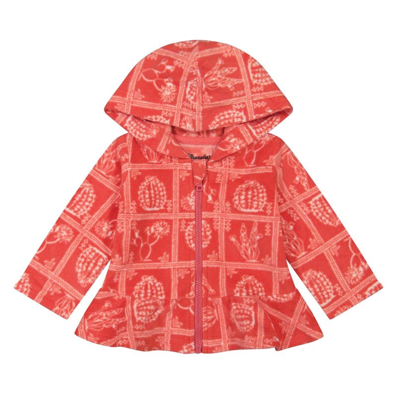 Wrangler Baby Girl's Sherpa Cactus Fleece Full Zip Hooded Top - Pink