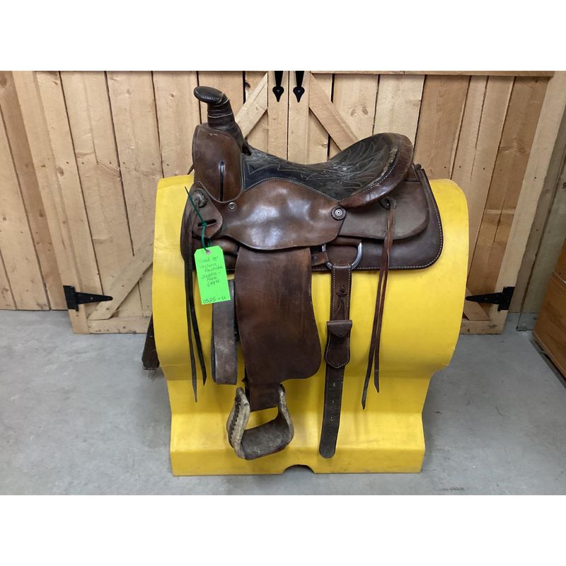 Used 15” Western Rawhide Rope Saddle