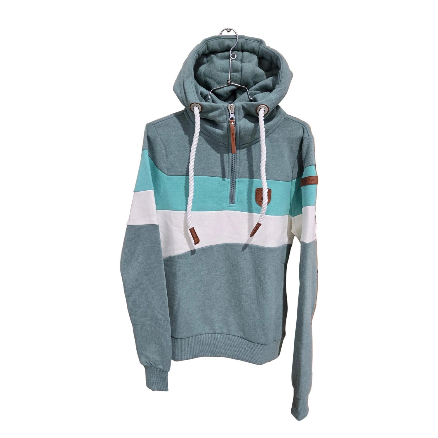 Wanakome Women's Further Long Sleeve Zip Neck Hoodie - Cabin Green Mix