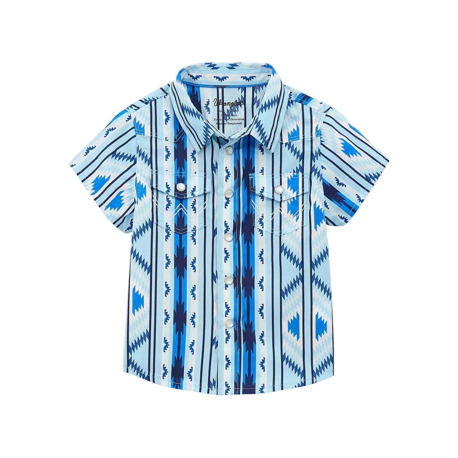 Wrangler Baby Boy's Checotah Snap Front Short Sleeve Western Shirt - Icy