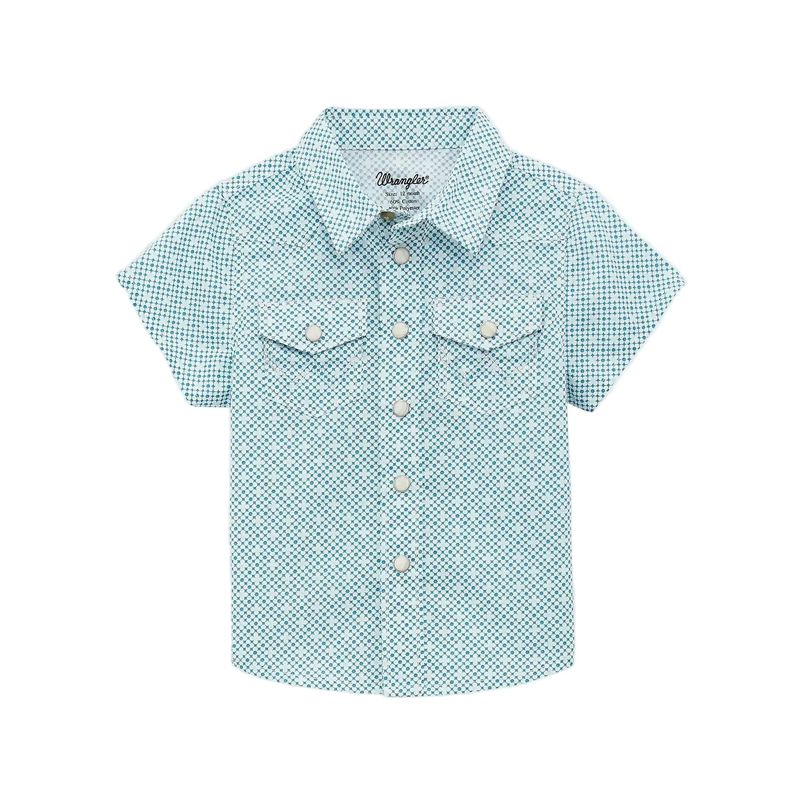 Wrangler Baby Boy's Short Sleeve Western Snap Shirt - Teal Geo