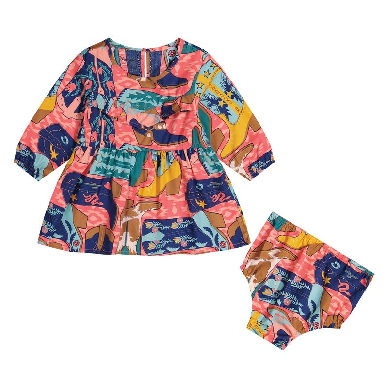 Wrangler Baby Girl's Boot Pattern Dress - Pink