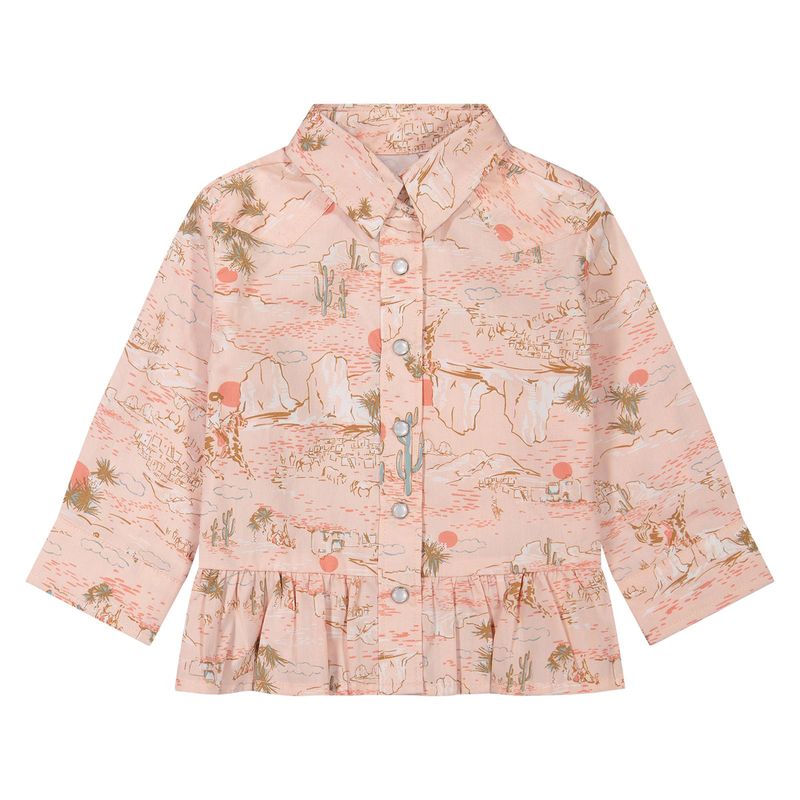 Wrangler Baby Girl's Long Sleeve Snap Shirt - Desert Pink