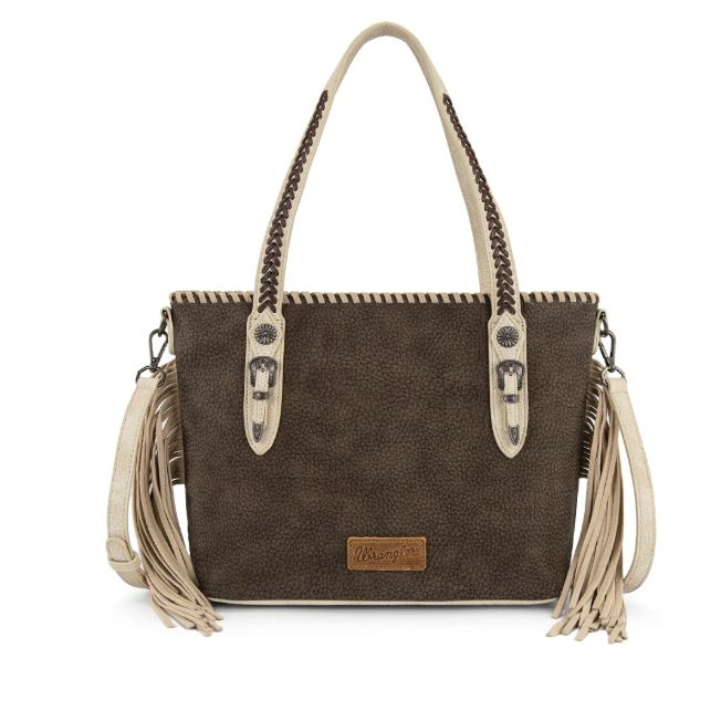 Wrangler Braided Tassel Tote Bag - Coffee