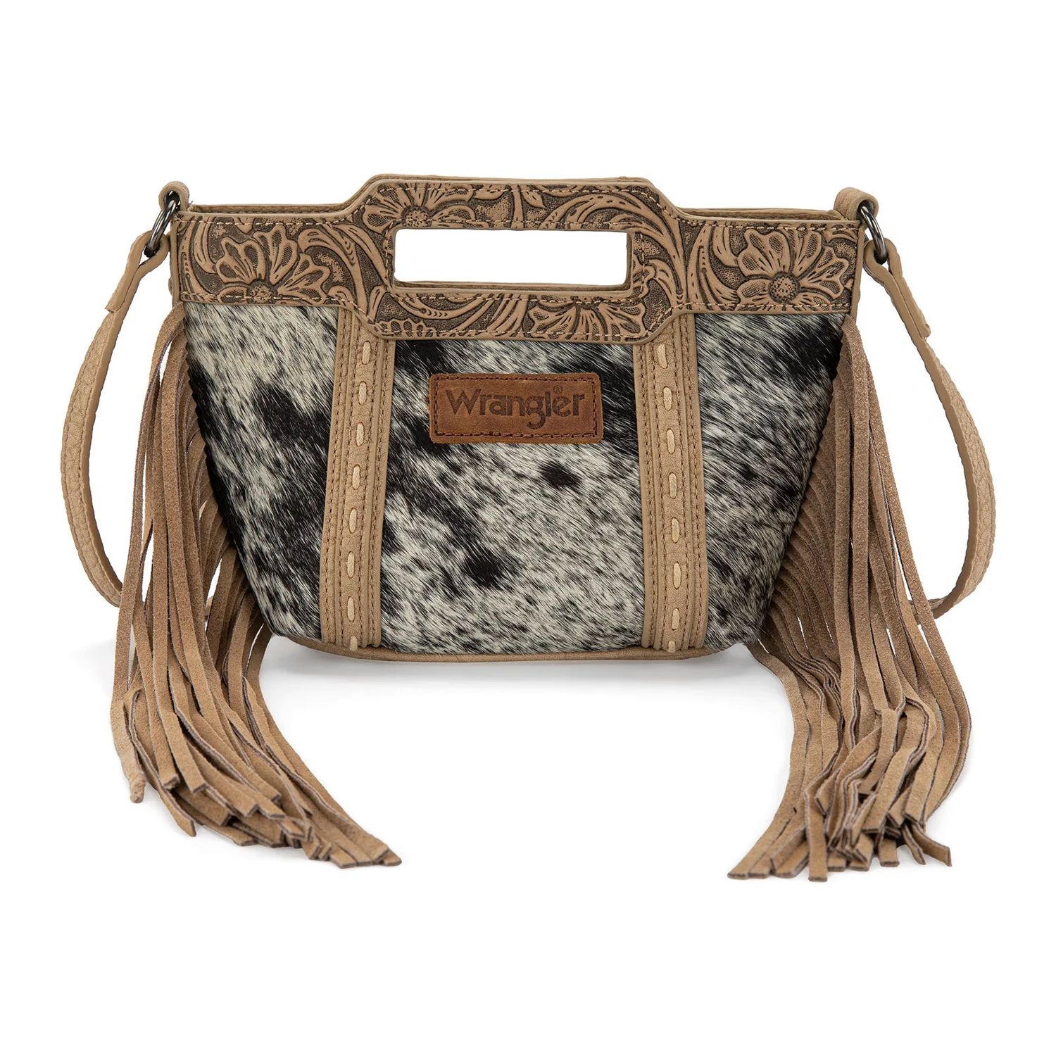 Wrangler Genuine Cowhide Top Handle Fringe Crossbody- Multiple Colours