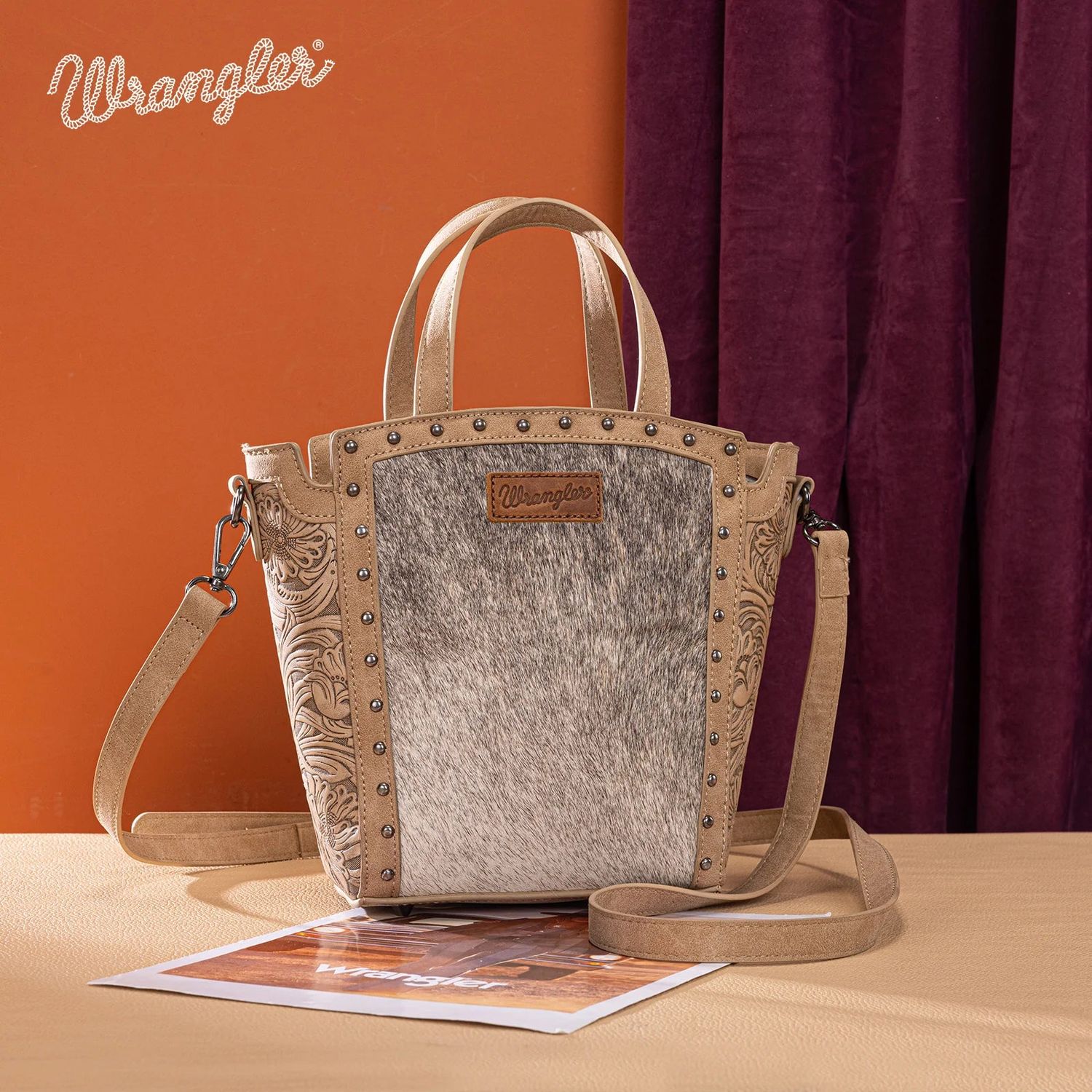 Wrangler Genuine Hair On Cowhide Crossbody - Tan