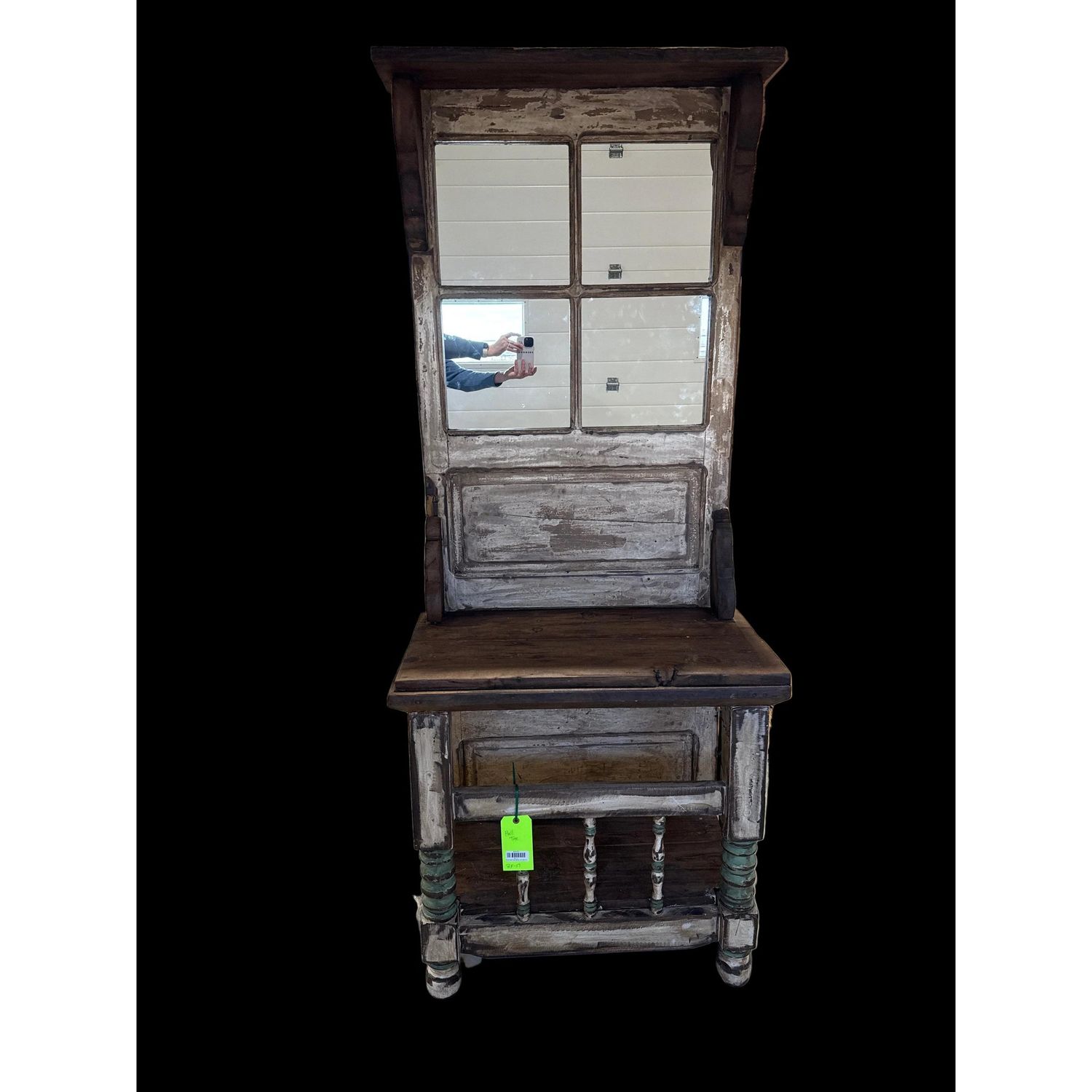 Wood Hall Tree White w/ 4 Mirrors