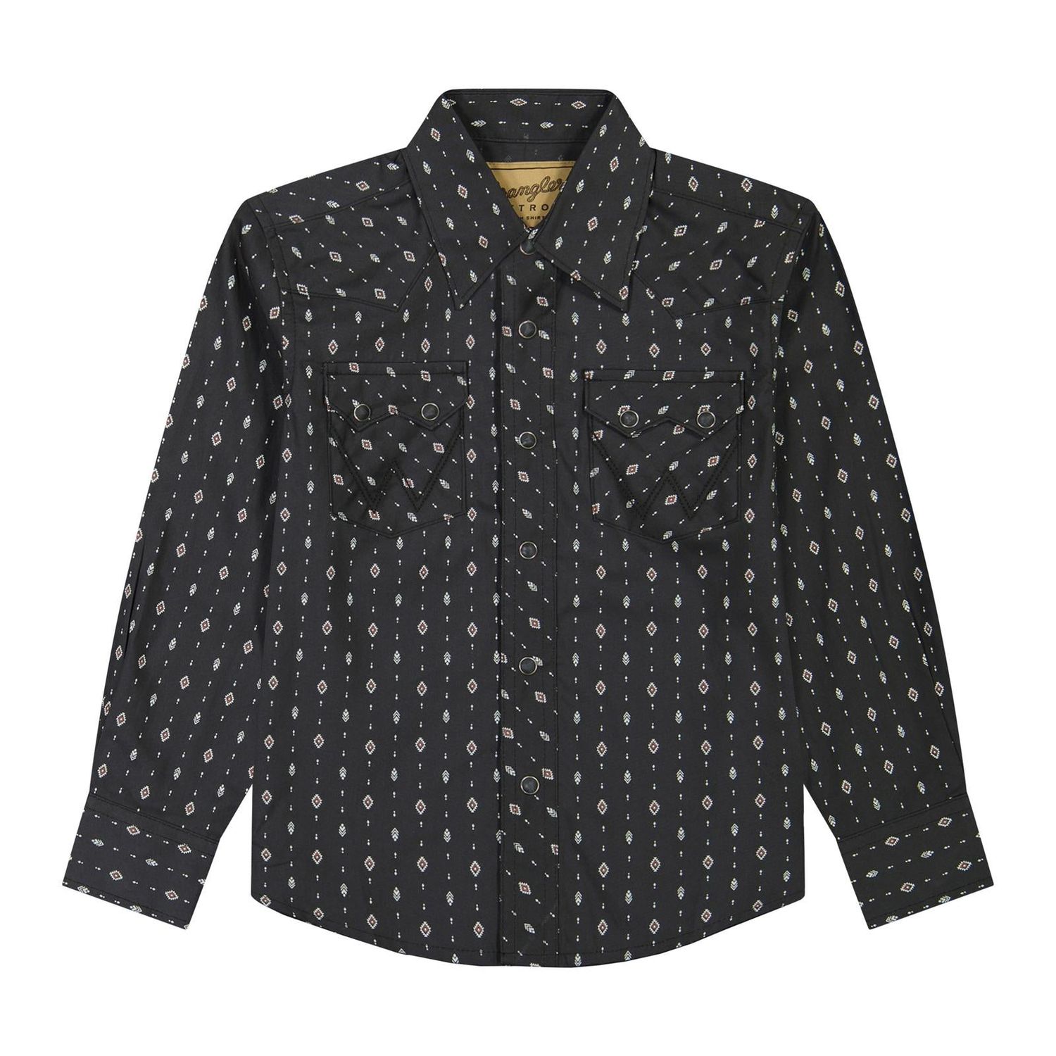Wrangler Boy's Retro® Long Sleeve Print Shirt - Black