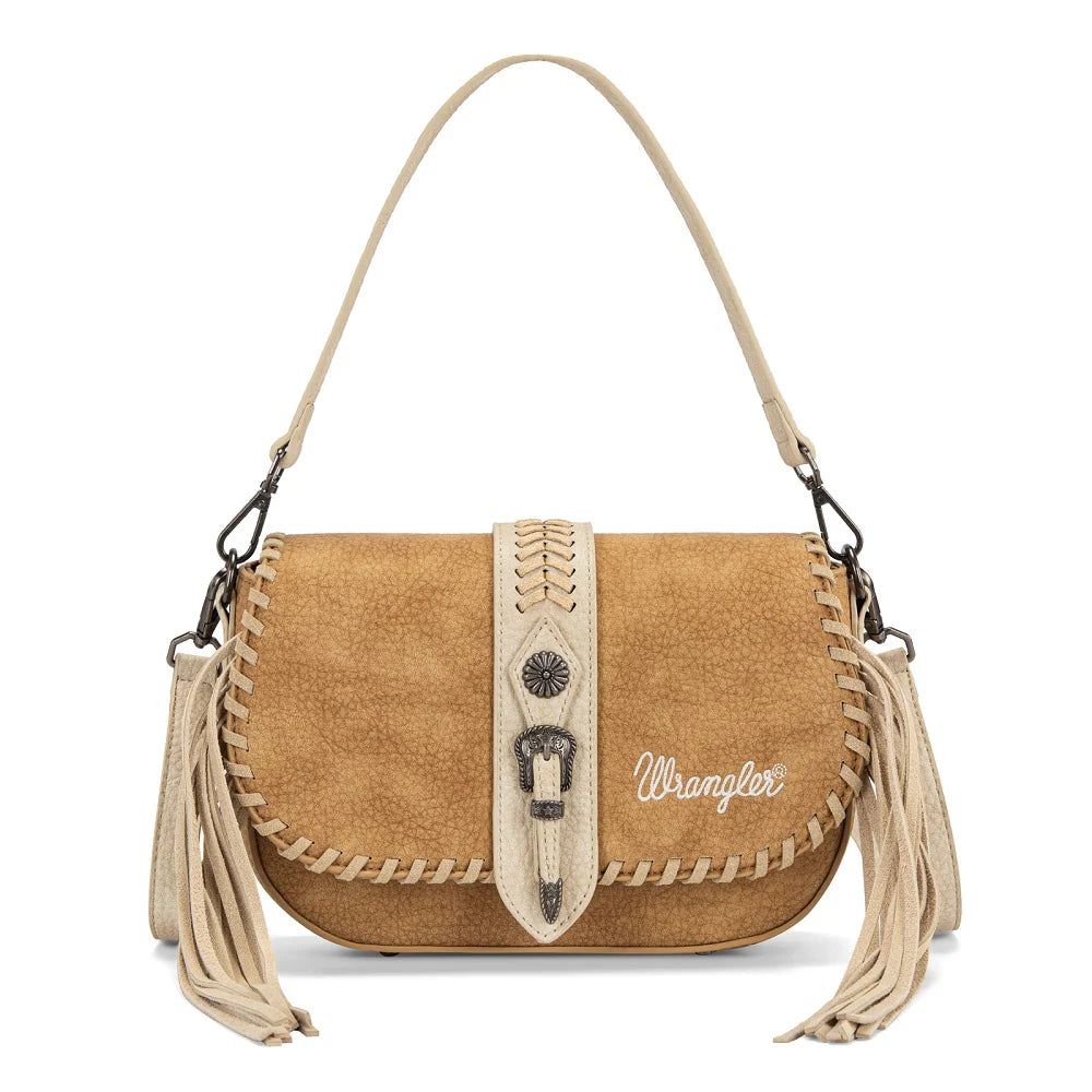Wrangler Braided Tassel Saddle Crossbody Bag - Brown