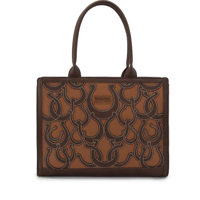 Wrangler Horseshoe Cutout Carry All Large Tote Bag - Coffee
