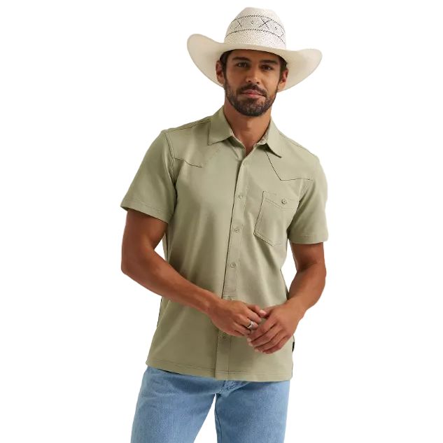 Wrangler Men's All Terrain Gear Salida Short Sleeve Performance Knit Shirt - Tea