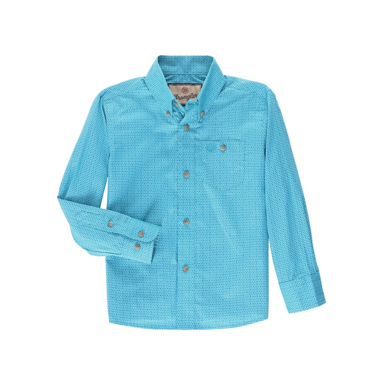 Wrangler Boy's Classic Long Sleeve Shirt - Turquoise - 112338115