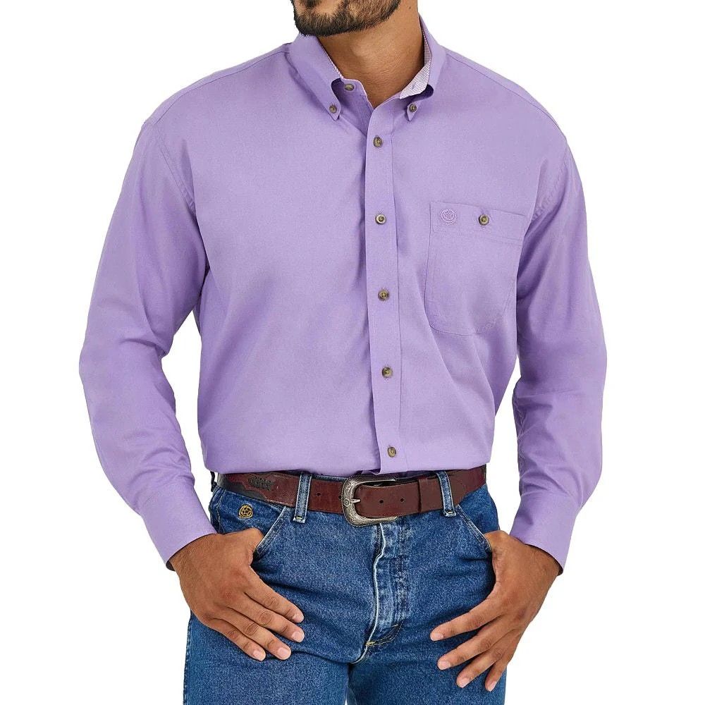 Wrangler Men's George Strait Collection Long Sleeve Shirt - Purple - 112365382