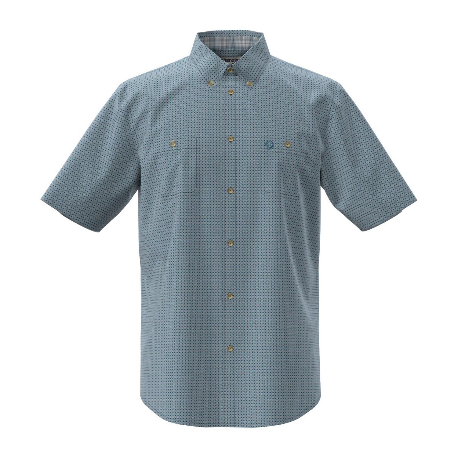 Wrangler Men's George Strait Collection Two Pocket Short Sleeve Print Shirt - Teal