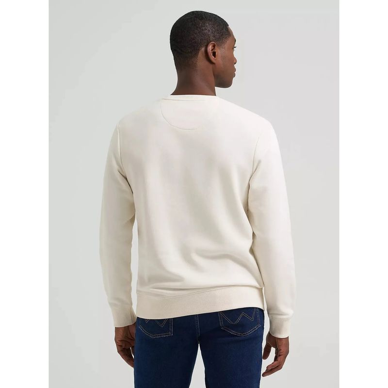 Wrangler Men's Belare Legacy Logo Graphic LS Fleece Sweatshirt - Antique White
