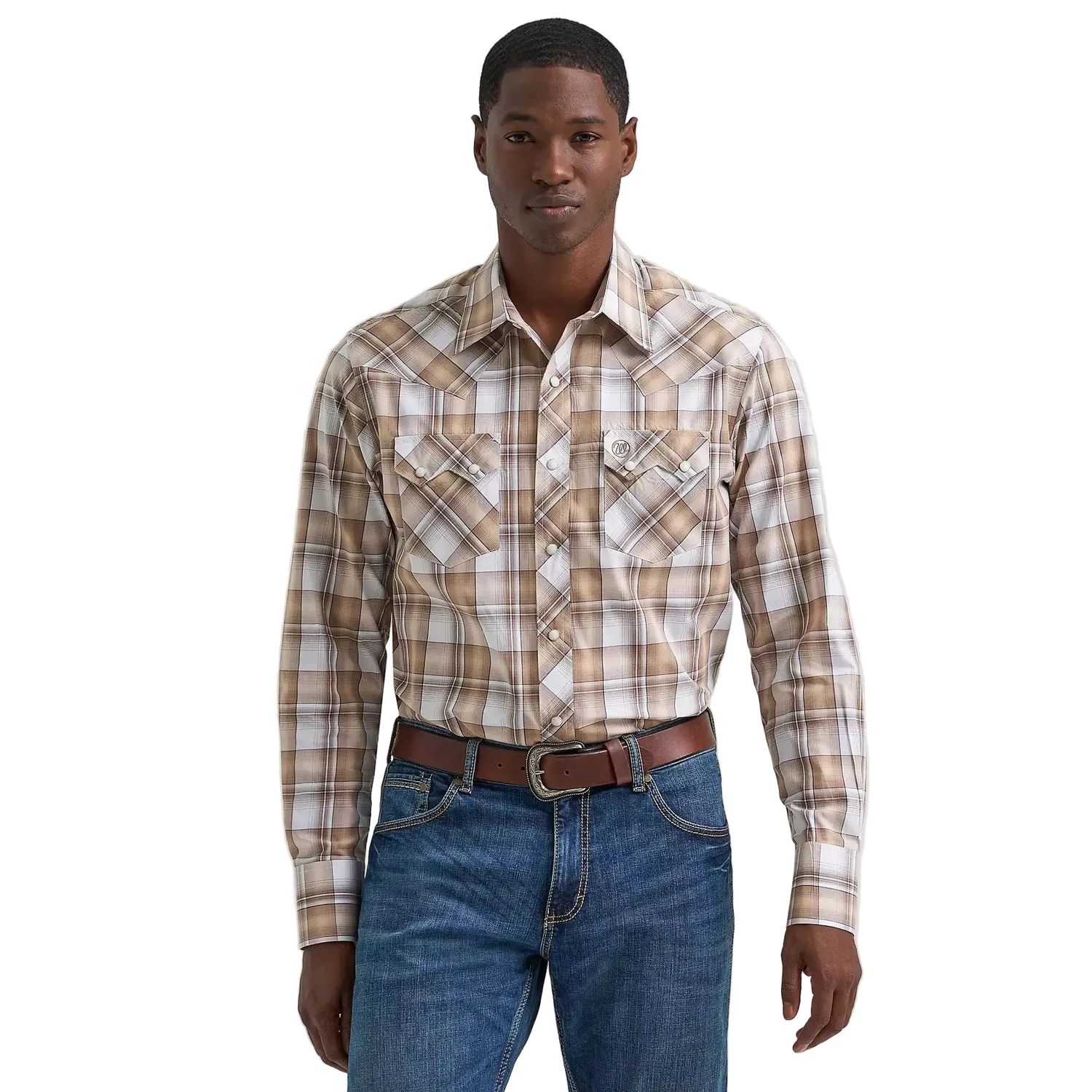 Wrangler Men's Retro® Long Sleeve Sawtooth Snap Pocket Western Shirt - Dark Taupe