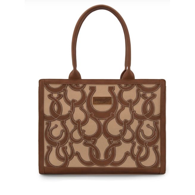 Wrangler Horseshoe Cutout Carry All Large Tote Bag - Brown