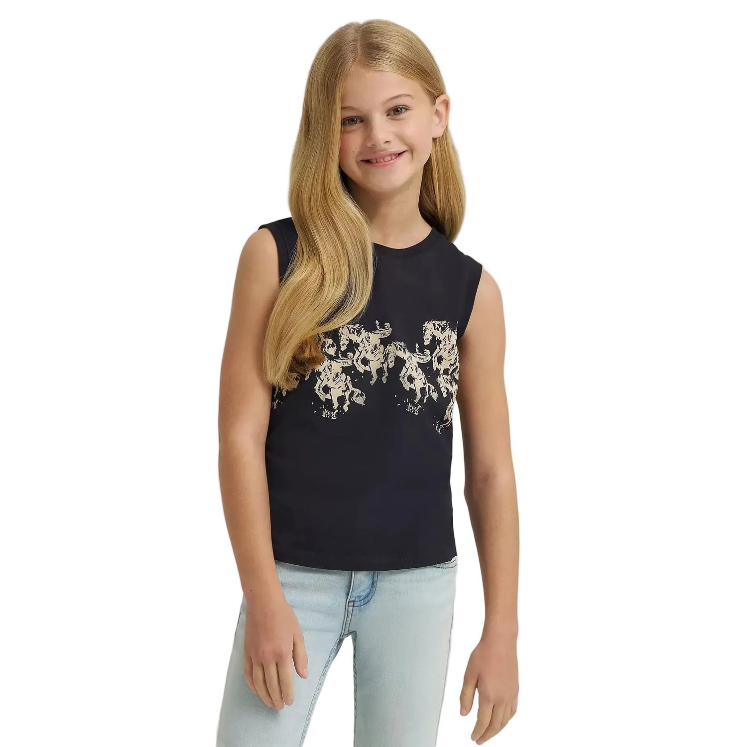 Wrangler Lainey Wilson Girl's Short Sleeve Cowboy Tank - Black