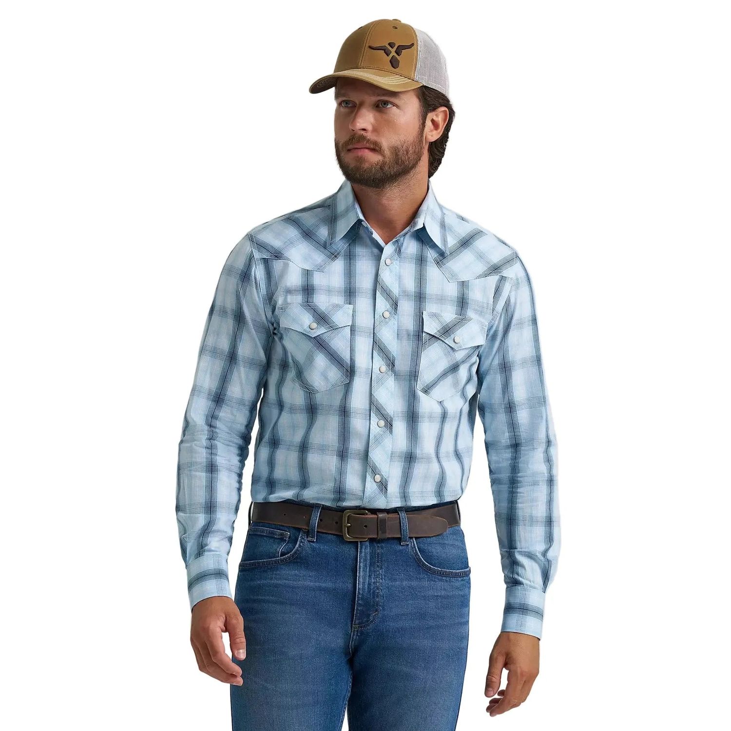 Wrangler Men's 20X® Competition Long Sleeve Western Snap Shirt - Fine Navy