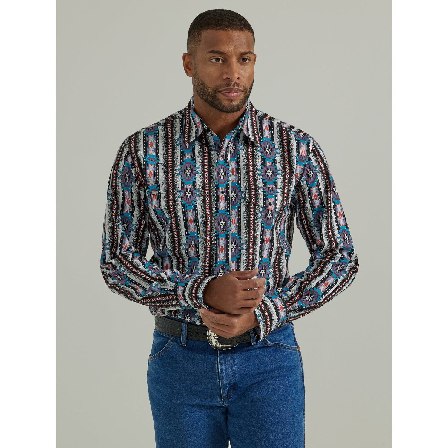 Wrangler Men's Checotah Long Sleeve Shirt - Blue - 112330350