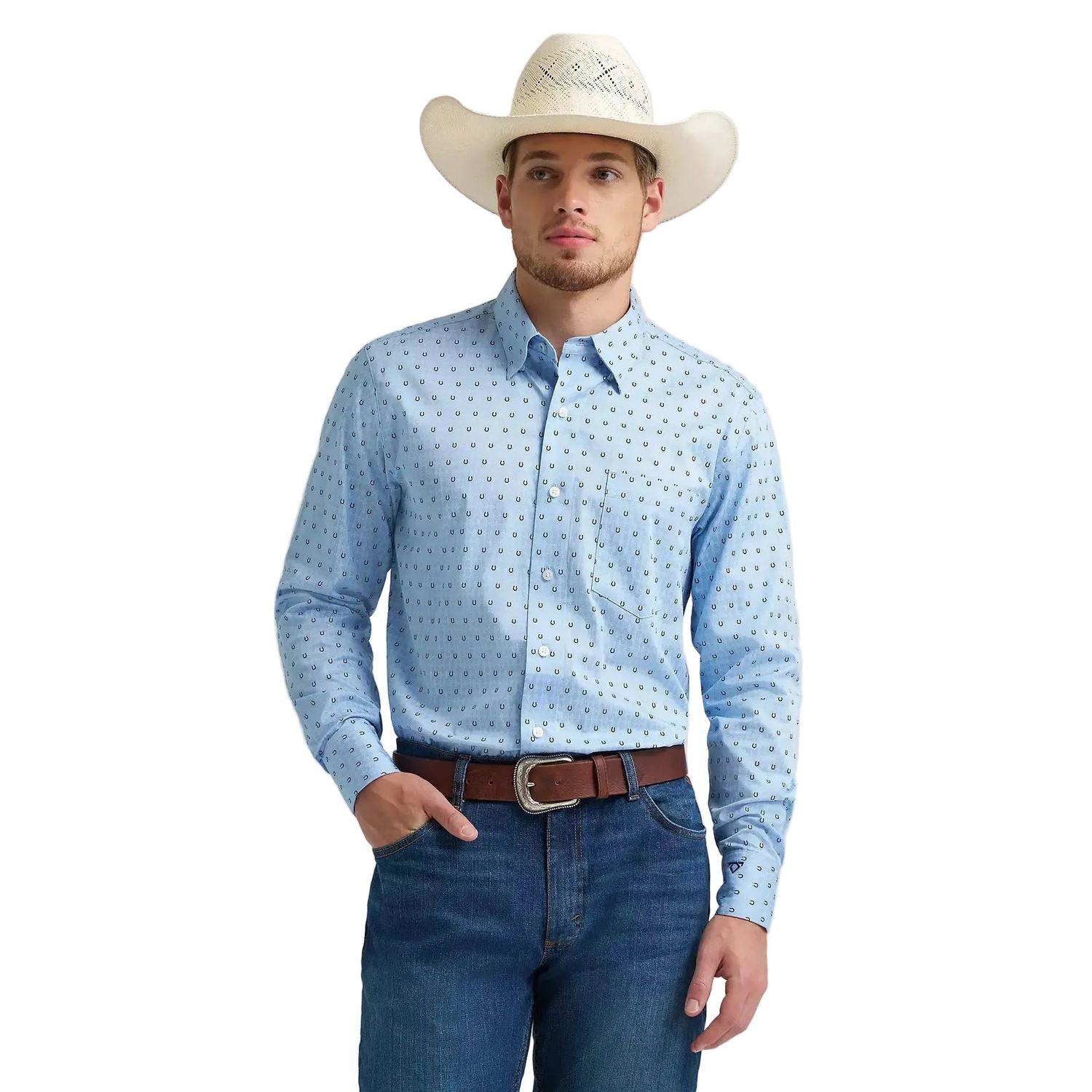 Wrangler Men's Cody Johnson One Pocket Button Down LS Shirt - Horseshoe