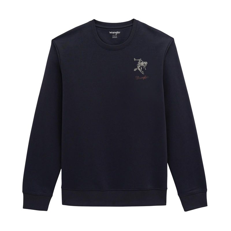 Wrangler Men's Crew Fleece Ready Long Sleeve Pullover - Ombre Blue
