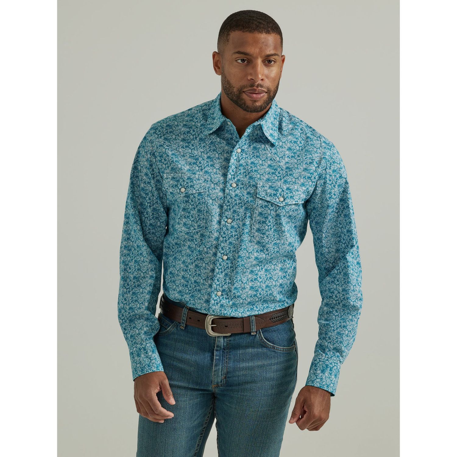 Wrangler Men's George Strait Long Sleeve Troubador Shirt - Blue - 112331826
