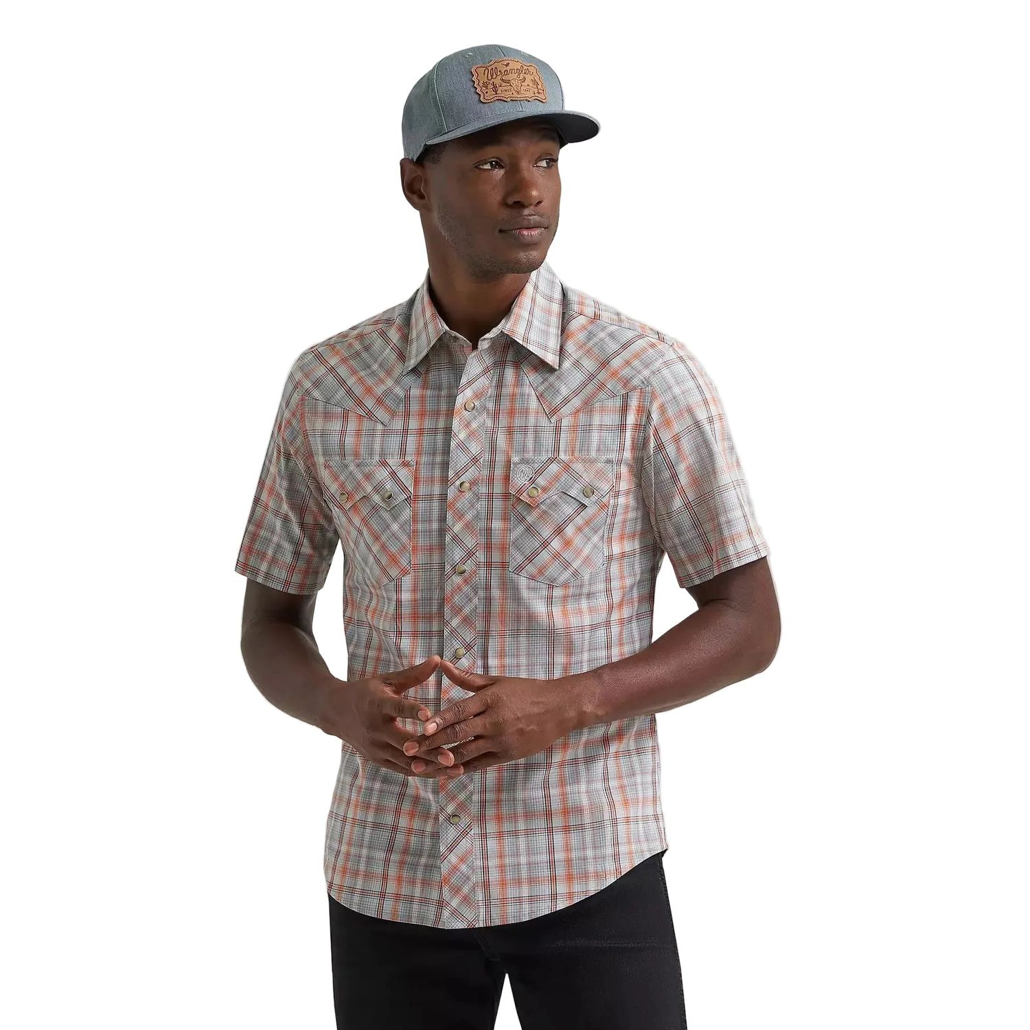 Wrangler Men's Retro® Short Sleeve Sawtooth Pocket Western Snap Shirt - Gray Lights