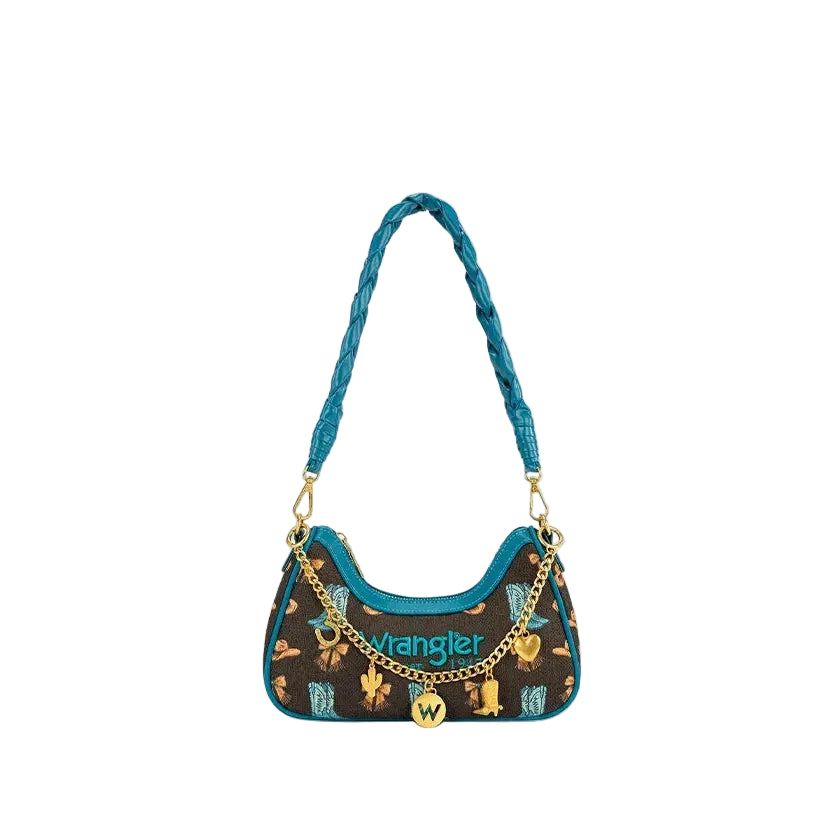 Wrangler Rodeo Icons Braided Handle Shoulder Bag- Coffee