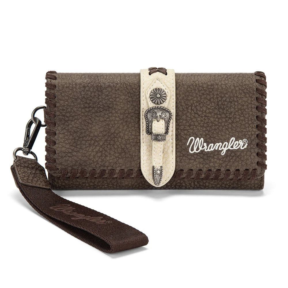 Wrangler Western Buckle RFID Wallet - Coffee