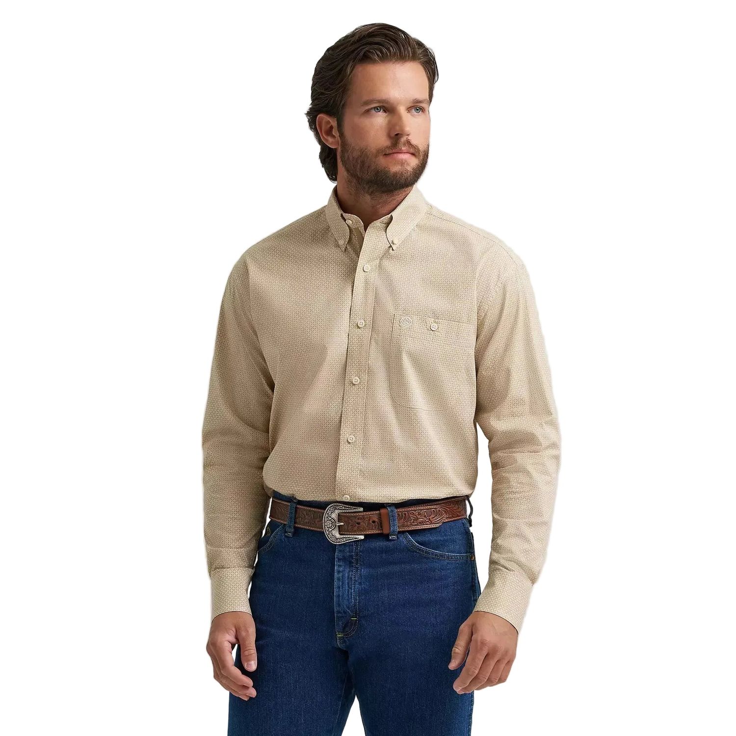 Wrangler® George Strait™ Long Sleeve Button Down One Pocket Shirt - Wheat Yellow
