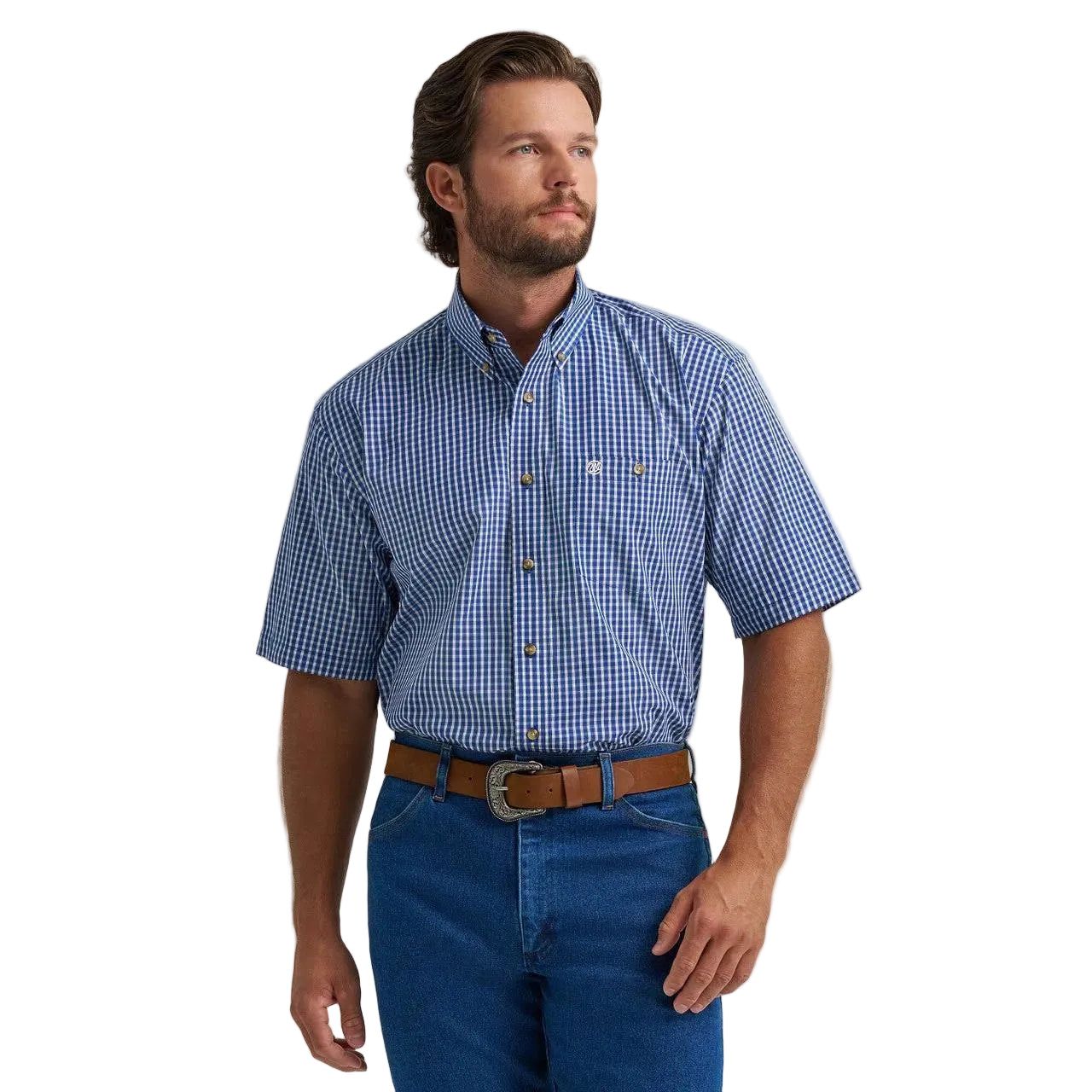 Wrangler® Men's Classic Relaxed Fit Short Sleeve Shirt - Blue