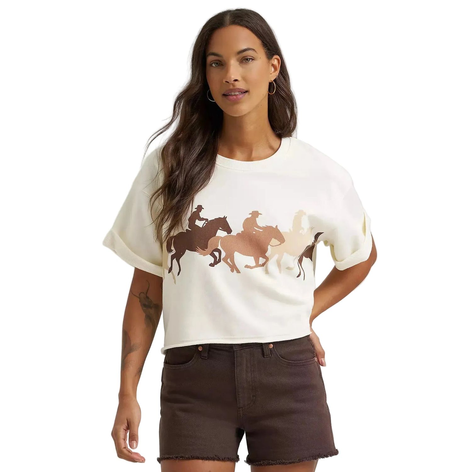 Wrangler® Women's Short Sleeve Crew Sweatshirt - Cream