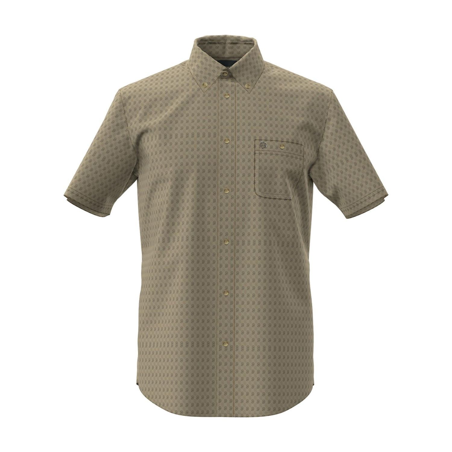 Wrangler Men's Classic Relaxed Fit Print Short Sleeve Shirt - Brown