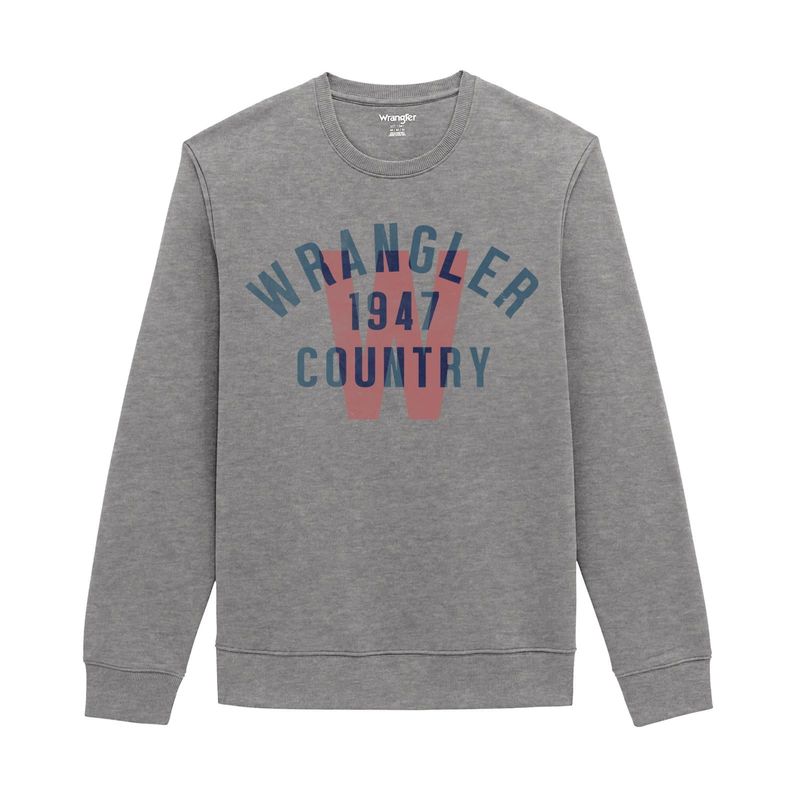Wrangler Men's Crew Fleece Pullover - Grey Mele Heather