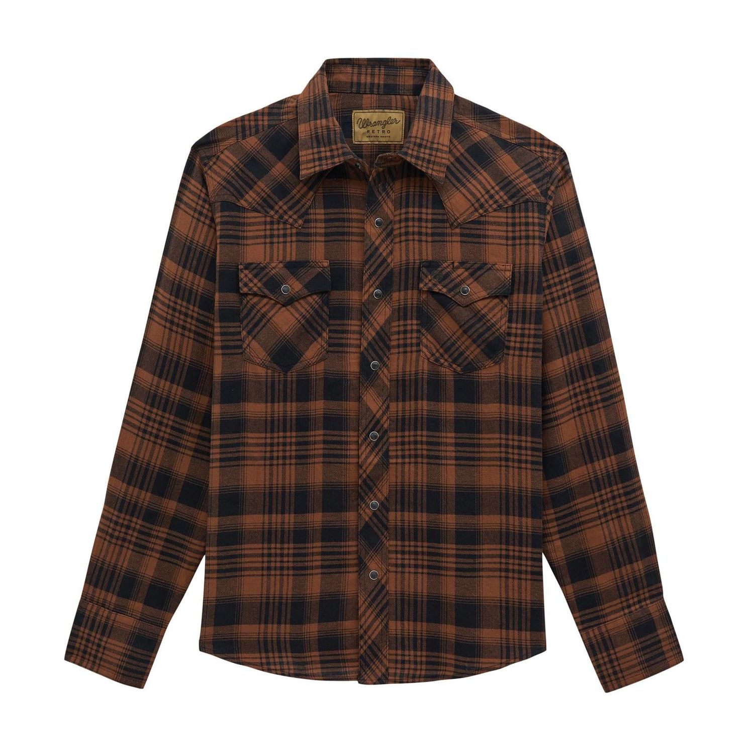 Wrangler Men's Retro® Flannel Long Sleeve Modern Fit Plaid Shirt - Brown