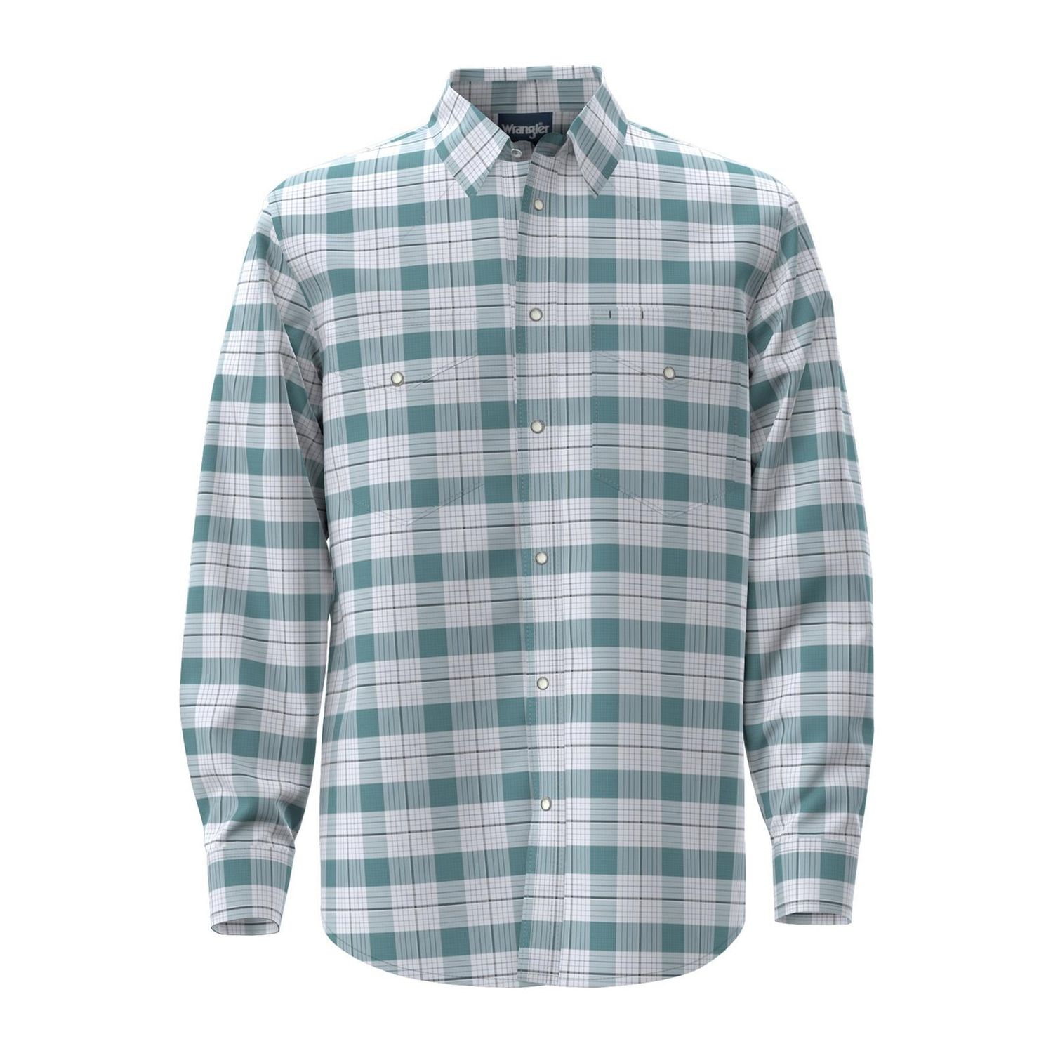 Wrangler Men's WR Long Sleeve Plaid Shirt - Teal - 112381652