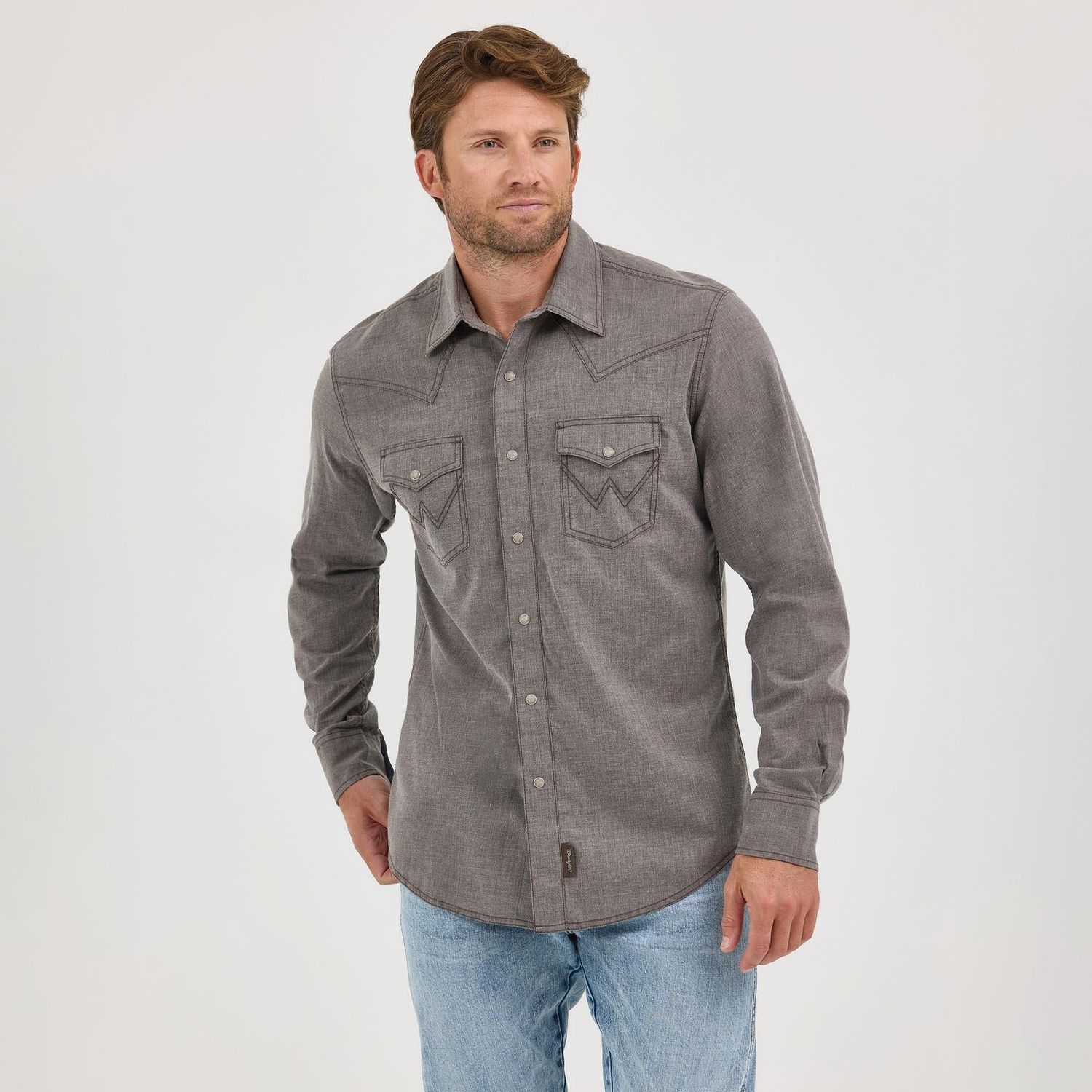 Wrangler Men's Wrangler Retro Modern Fit Premium Long Sleeve Shirt - Brown - 112368219