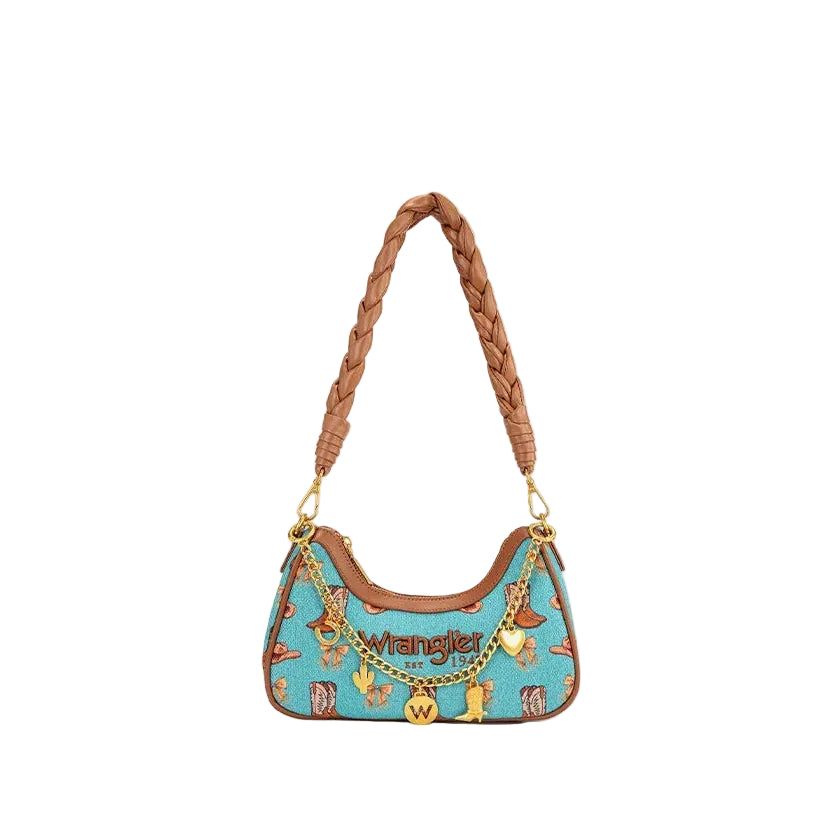 Wrangler Rodeo Icons Braided Handle Shoulder Bag - Turquoise