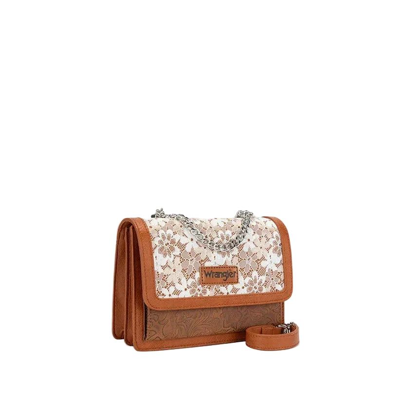 Wrangler Vintage Petal Floral Chain Shoulder Bag - Brown