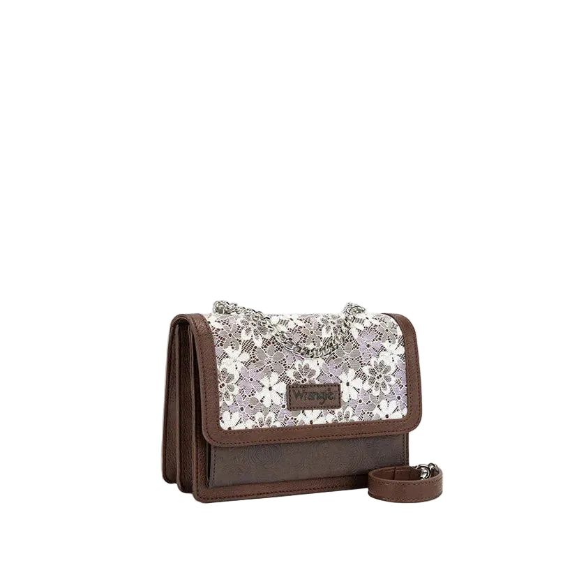 Wrangler Vintage Petal Floral Chain Shoulder Bag - Coffee