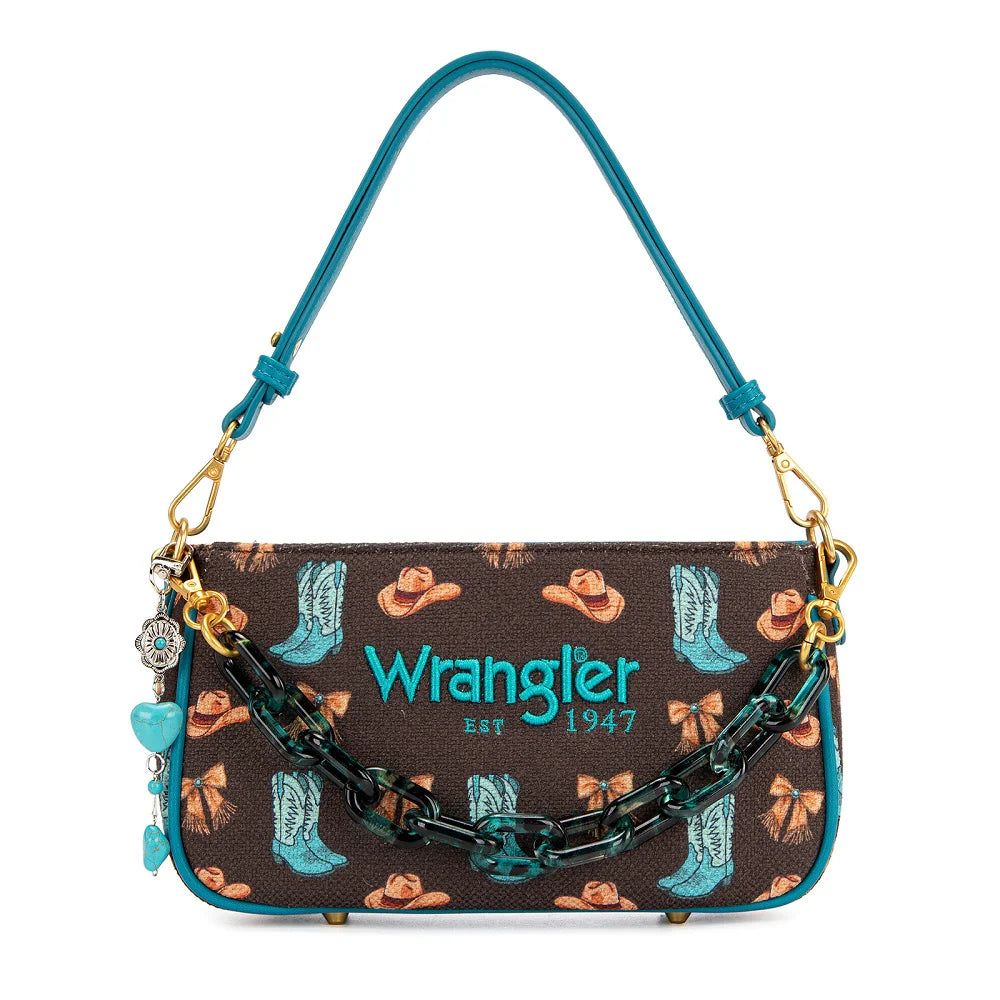 Wrangler Western Print Cowgirl Shoulder Bag- Coffee