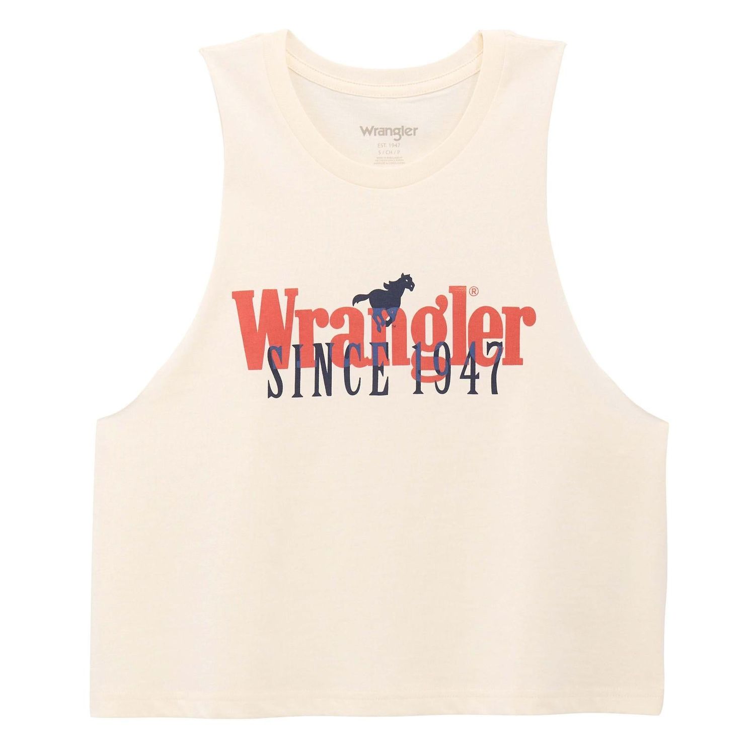 Wrangler Women's Graphic Festival Crop Tank Top - Egret