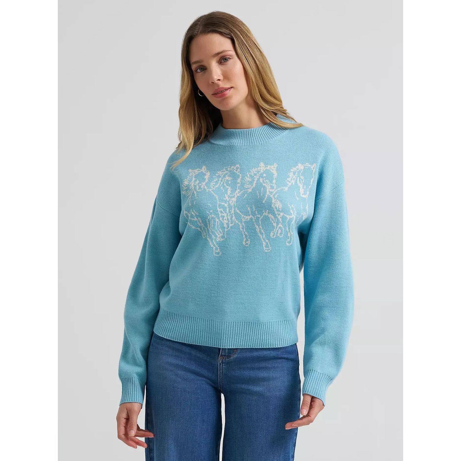 Wrangler Women's Long Sleeve Canyon Horse Sweater - Blue
