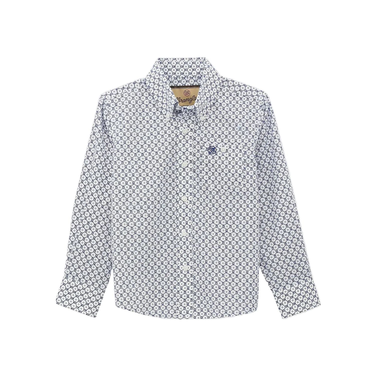 Wrangler® Boy's Classic Long Sleeve Button Down Print Shirt - Circle Geo