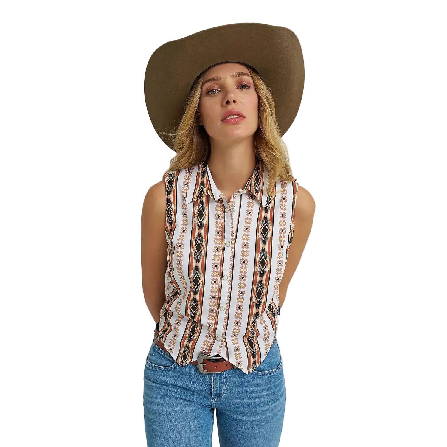 Wrangler® Women's Checotah® Print Snap Shirt Vest - Cream