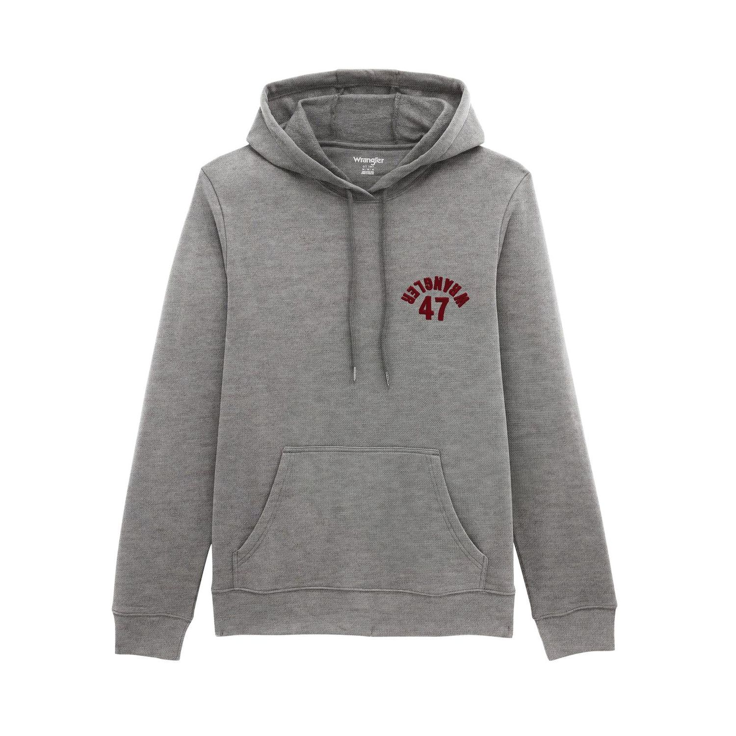 Wrangler Men's Backwards Wrangler Long Sleeve Hoodie - Grey Mele Heather